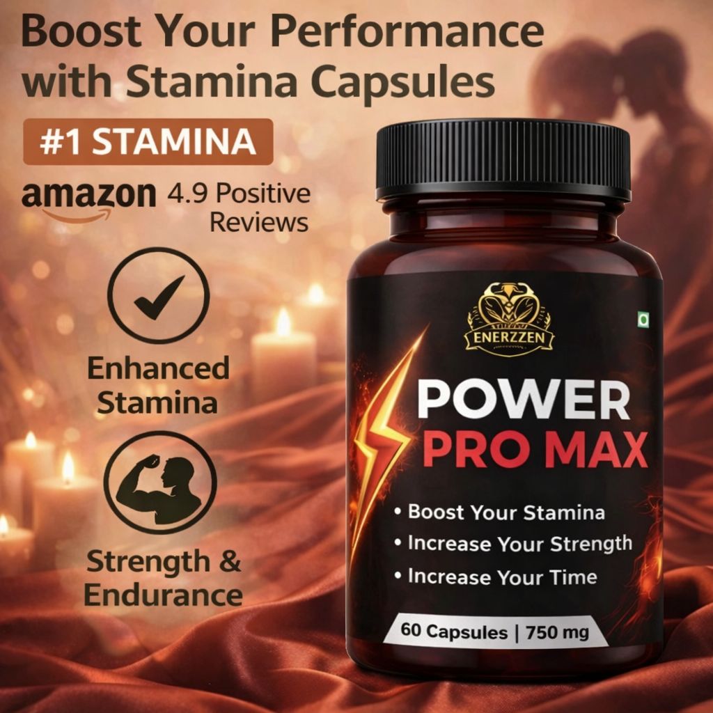 Enerzzen Power Pro Max 750mg | Stamina & Testosterone Booster for Men | Energy, Strength & Endurance – 60 Capsules